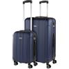 ITACA - Set valigie - Set Valigie Rigide Offerte. Valigia Grande Rigida, Valigia Media Rigida e Bagaglio a Mano. Set di Valigie con Lucchetto Combinazione TSA, Marino