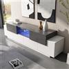 TIZZ Mobile TV LED con ripiani in vetro, ampio spazio e design moderno, versatile in soggiorno e camera da letto, adatto per TV da 55 a 80 pollici, colore: bianco/grigio