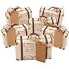 Doni Bomboniere 20 scatoline a Forma di Valigia portaconfetti in Carta Kraft Vintage con Etichette e spago di Juta per Matrimonio Anniversario a Tema Viaggio