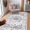 SHACOS Tappeto Salotto Stile Bohémien Retrò, Pelo Corto Tappeto Morbido Camera da Letto Antiscivolo e Lavabile Tappeti Moderni Soggiorno Tappeti di Zona, Grigio Scuro, 80 x 150 cm