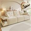 Wyibwy Moderno divano modulare a 3 posti con ampi braccioli, divano nuvola, divano dritto 229.5cm, vano contenitore integrato, area imbottita per animali domestici, con 2 cuscini, beige