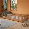 Kids Collective Letto a terra per bambini 80x180 cm con protezione anticaduta e rete a doghe Letto Montessori Letto a sponde Letto per bambini e ragazzi Letto singolo | Cannella | dai 3 ai 10 anni