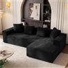 Yihomfy 261cm Divano angolare modulare, divano in L 3 posti con 4 cuscini, divano modulare, divano compresso per soggiorno, divano nuvola con chaise longue, Nero