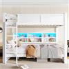 SACOOL Letto a castello 160 x 200 cm, con armadi e luce LED, bianco