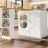Merax Tavolo da bar allungabile e tavolino girevole, isola da cucina con bar/bancone, tavolo da pranzo allungabile, 138-204 x 39 x 105 cm, credenza con vano portaoggetti, bianco/nero