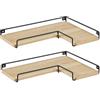 NMK HOME Set 2 mensole da parete angolari 40 x 29 cm salvaspazio per cucina soggiorno legno sonoma e metallo nero