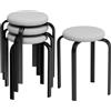 HOMCOM Set 4 Sgabelli Impilabili Rotondi, Set Sgabello in Tessuto Effetto Lino Moderno, Sedie Impilabili Senza Schienale per Cucina, Bar, Sala da Pranzo, Ufficio, Ø40x45 cm, Grigio