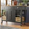 Wyibwy Isola da cucina moderna,120x73x90 cm,tavolo da pranzo multifunzionale con cestino in legno di pino,armadio,carrello per sala da pranzo,madia,credenza cucina,Nero