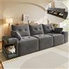 Wyibwy Moderno divano modulare a 3 posti con ampi braccioli, divano nuvola, divano dritto 229.5cm, vano contenitore integrato, area imbottita per animali domestici, con 2 cuscini, grigio