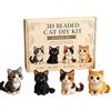 Generico Kit Fai Da Te Per Gatti Con Perline 3D - Set Di Animali Artigianali Con Perlinee, Set Artigianale Conn Perline Colorate E Istruzioni | Ricamo Di Animali 3D In Miniatura, Forniture Creative Per La Lavo