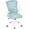 WOLTU Sedia da Ufficio Ergonomica con Supporto Lombare e Ruote, Altezza e Braccioli Regolabili, Sedia Scrivania con Funzione Oscillante e Girevole 360°, in Tessuto a Rete, per Studio o Ufficio, Blu
