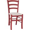 OKAFFAREFATTO MADDALONI Sedia da sala pranzo in legno venezia rossa con seduta similpelle beige/crema