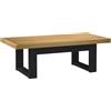 Mhdvray NOAIN - Tavolino da salotto in legno massiccio di pino, 120 x 60 x 40 cm, con gambe stabili a forma di U, colore nero, rustico, in vero legno, per soggiorno e angoli di lettura