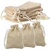 REBECASKYENS 100 sacchetti di iuta con coulisse, 9 x 7 cm, piccoli sacchetti regalo in lino, piccoli sacchetti di iuta naturali per gioielli fai da te
