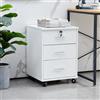 LEMROE Armadietto mobile a 3 cassetti con serratura e ruote in legno stile industriale per ufficio domestico (bianco, 3 cassetti)