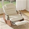 JiaOyu Sedia a dondolo relax con poggiapiedi e schienale regolabile, poltrona imbottita in velluto a coste, con cuscino e tasca laterale, per soggiorno, camera da letto, balcone (arancione + corde)