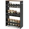 GIANTEX Carrello per Nicchia con Ruote, 4 Livelli，Carrello di Servizio Stretto Salvaspazio, da Bagno, Scaffale da Cucina Sottile 47,5 x 13 x 80,5 cm (Marrone+Nero, Largo 20 cm)