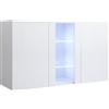 MB Muebles Bonitos, Credenza Madia Soggiorno Luke A1, Melamina Lucida, LED, Bianco, 120x70x40cm