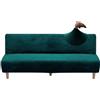 WWQQKJ Copridivano Clic Clac estensibile a 3 posti, fodera per divano senza braccio, elastica, in spandex, protezione per divano letto universale(Velluto#verde Scuro)