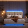 WOBOPCG Letto Matrimoniale con Contenitore 140x200, Letto Imbottito con LED Letto Contenitore Letto una Piazza e Mezza con contenitore Struttura Letto Matrimoniale con Testiera Imbottita(Beige + Flanella)