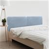 DHOME Testiera Imbottita Liscia Arrotondata in Lino Naturale per Parete Acustica Testate Letto Pannello Fonoassorbente Camera da Letto (Blu, 160cm Dual)