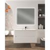 Generico Mobile bagno 100 cm sospeso bianco opaco con 2 cassetti e lavabo in ceramica. Frontali Plissé