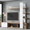 ZKLOEP Home - Armadio da parete per soggiorno, 180 x 33,5 x 151,5 cm, adatto per TV sotto i 60 pollici, moderno bianco rovere, set di mobili per il soggiorno