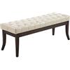 CLP Panca Chesterfield Ramses In Similpelle I Panchina Ingresso Imbottita Capitonné I Panchina Fondo Letto Telaio Legno Scuro Colore crema Dimensione 120 cm