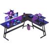 Devoko 170 x 130 cm Scrivania Gaming Angolare, Scrivania Angolare con Supporto per Monitor per Lo Studio, Il Gioco E Il Lavoro, Scrivania Gaming Ergonomica(Nero)