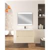Generico Mobile bagno da 80 cm sospeso con due cassetti e lavabo in ceramica - frontali plissé (Cotone)