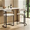 Ya-Home Set di 2 Sgabelli da Bar Sgabelli Cucina in Pelliccia Sgabelli Alti Moderni con Struttura in Metallo Sedie da Bar con Braccioli per Cucina Bancone, Bianco