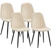 CLP Set di 4 sedie per sala da pranzo Baxter in velluto I Sedia da cucina trapuntata I Sedia imbottita con struttura in metallo, Colore:crema