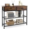 COSTWAY Tavolo Consolle in Legno, Tavolo da Ingresso con 2 Cassetti e 2 Ripiani, Tavolo Multifunzionale e Moderno per Ingresso, Soggiorno e Corridoio, 100 x 30 x 81,5 cm (Marrone rustico)