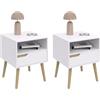 IDMarket - Set di 2 comodini scandinavi a 1 cassetto Bianchi Helsinki