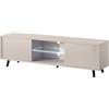 Selsey Mobile TV 140 cm Mobile Porta TV Con Piedi Neri Illuminazione LED Per Soggiorno Camera Da Letto Grigio Beige Lefyr