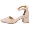 QUEEN HELENA Décolleté Scarpe con Tacco Medio Eleganti a Punta Chiusa con Cinturino Donna ZM9001 Nude 38