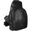 RAS WALLETS Borsa da viaggio in vera pelle da viaggio zaino da uomo donna vacanze sport spalla all'aperto fionda cerniera pacchetto Crossbody escursionismo borse Art-595 (nero), Nero , 12