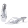 Noctivelle Sandali da donna con tacco a forma di gattino, impermeabili, trasparenti, in gelatina, da spiaggia, piscina, cinghie trasparenti, per allungare le gambe, tacco basso, punta quadrata, scarpe