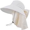 QKURT Cappello da Sole da Donna, Berretto Estivo da Donna a Tesa Larga, con Fiocco, Protezione UV, Cappello da Spiaggia, Berretto da Sole per Esterni con Patta per Il Collo (55-60 cm/21,7-23,7)