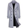Generisch Cappotto di lana da uomo lungo con bottoni a doppio petto, cappotto invernale in tinta unita, comodo, antivento, per le mezze stagioni, elegante e classico, per il tempo libero, GY2, L