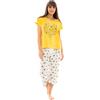 Suzy & Me Donna 100% Cotone Jersey Manica Corta Cropped Gamba Animale, Farfalla, Orsa & Cuore Design Pigiama (Ape Gialla 52-54)