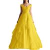 N\A Abiti da sera formali da sera con scollo a V profondo in tulle gonfio fuori dalla spalla A-Line lunghezza del pavimento Dolce principessa abiti per le donne, giallo senape., 48