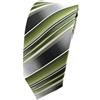 TigerTie - Cravatta sottile di design in seta a righe - Cravatta 100% seta verde, verde chiaro, grigio, argento. Taglia unica