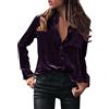 MODSGUE Top da Donna in Velluto, Autunno/Inverno, Camicia a Maniche Lunghe, Solida, Elegante, con Tasche a Bottone, Camicia Casual, Blu Chiaro, Camicetta a Maniche Lunghe, Vino Rosso, Camicia a Maniche Lunghe