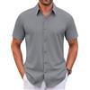 WINKEEY Camicia Uomo Maniche Corte Camicia da Lavoro No Stiro Business Shirt Senza Rughe Camicie con Bottoni Regular Fit,Grigio S