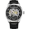 Stuhrling Original Orologio automatico da uomo design scheletrato, cinturino in pelle nera