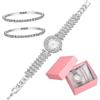 DEARMAMY 2 Pz Bracciale orologio quarzo argento bracciale con orologio di diamanti orologi da donna imballaggi confezione orologio da donna orologio di strass Acciaio inossidabile Silver