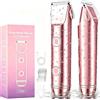 Bamkmbe Rasoio Elettrico Donna, 2 in 1 Impermeabile Depilatore Corpo Donna, bikini a doppia testa, Tagliapeli corporeo per donna Epilatore, IPX7 Display LED Uso a secco/bagnato, Viso e Corpo (Rosa)