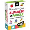 HEADU - Carte Vitamine in Gioco Alfabeto e Parole - 52 Maxi Cards e 5 Giochi Educativi | Giochi di Carte Bambini 3-6 Anni, Cards Illustrate per Imparare le Prime Parole, Idea Regalo Natale Pasqua