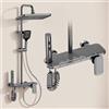 YJYAJIE Colonna Doccia Canna di Fucile con Miscelatore, Sistema Doccia 4 Funzioni - Soffione 31×20cm Effetto Pioggia, Doccetta, Rubinetto Vasca e Bidet, Colonna Regolabile 95-135cm